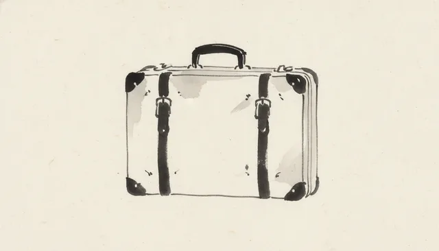 Vintage travel suitcase in black ink